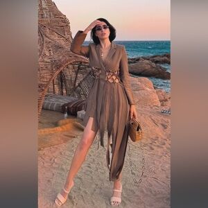 cult gaia | Dresses | Cult Gaia Elana Green Asymmetrical Long Sleeve Cutout  Midi Dress Size Medium | Poshmark